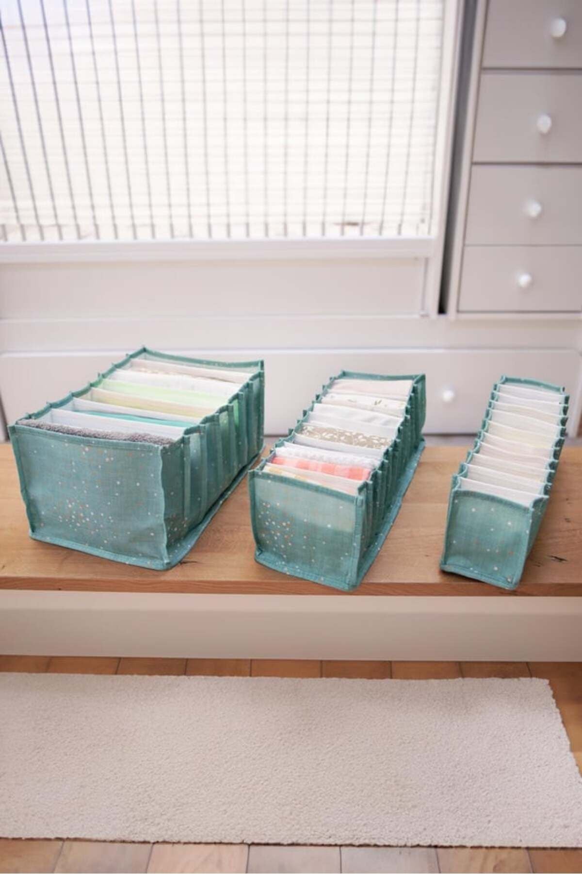 Baby Akordiyon Organizer Çekmece Düzenleyici Medium, Mavi, 15 x 43 x 14 cm