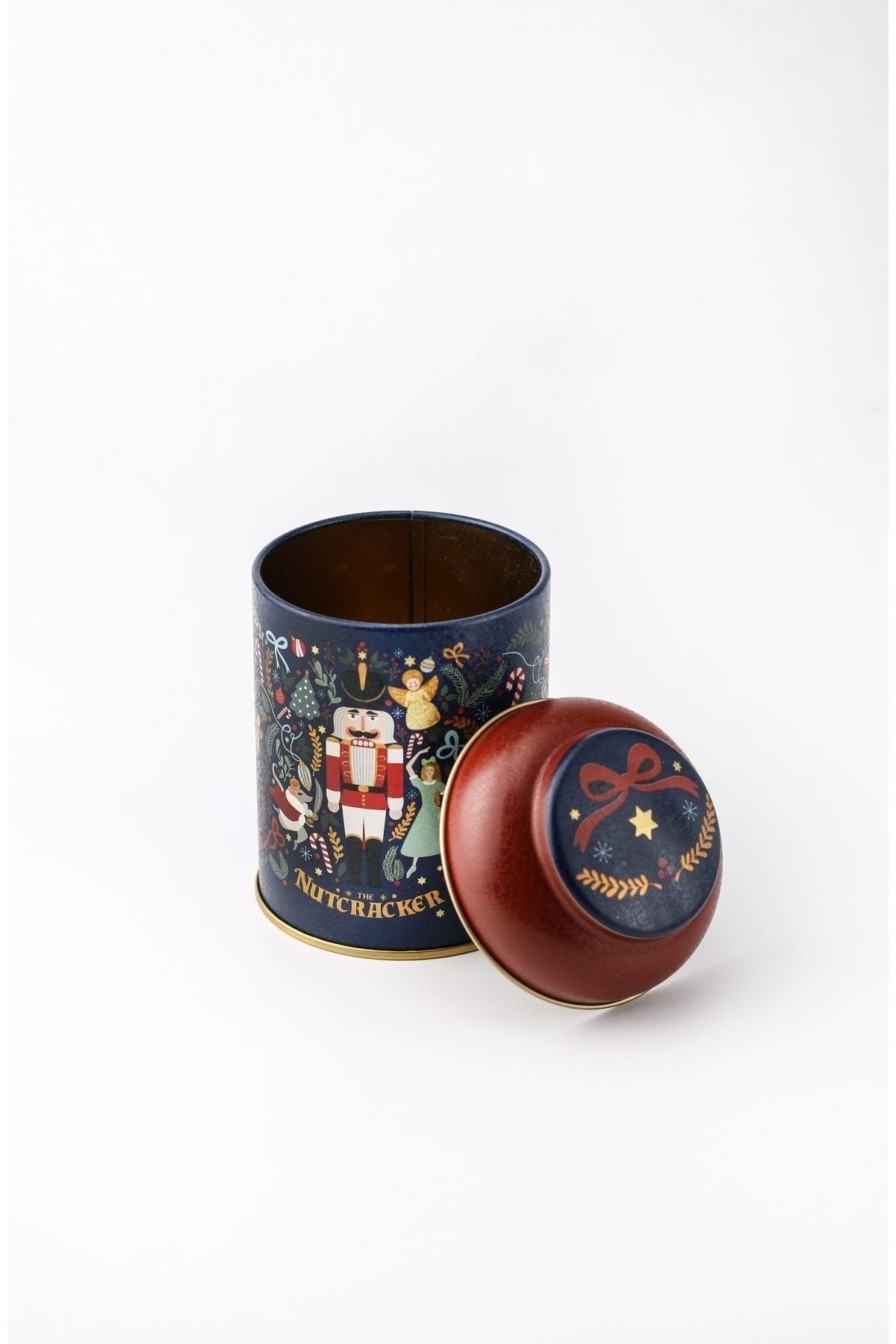 Fairytale Nutcracker Desenli Yuvarlak Metal Saklama Kabı, 9 x 11 cm, 0,6 lt