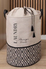 Yuvarlak Çamaşır Sepeti Bohem Stili, 35 x 35 x 50 cm