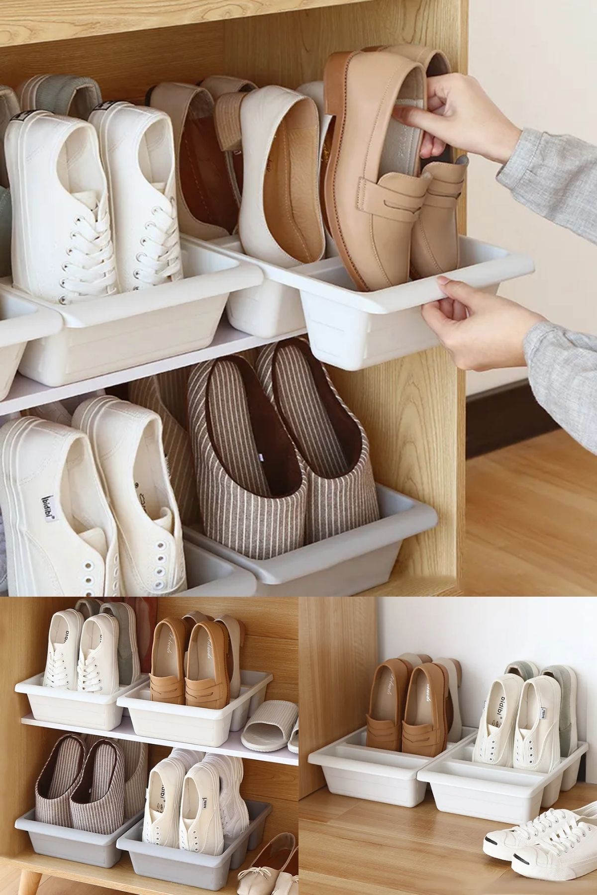 3 Bölmeli Ayakkabı Düzenleyici, Beyaz