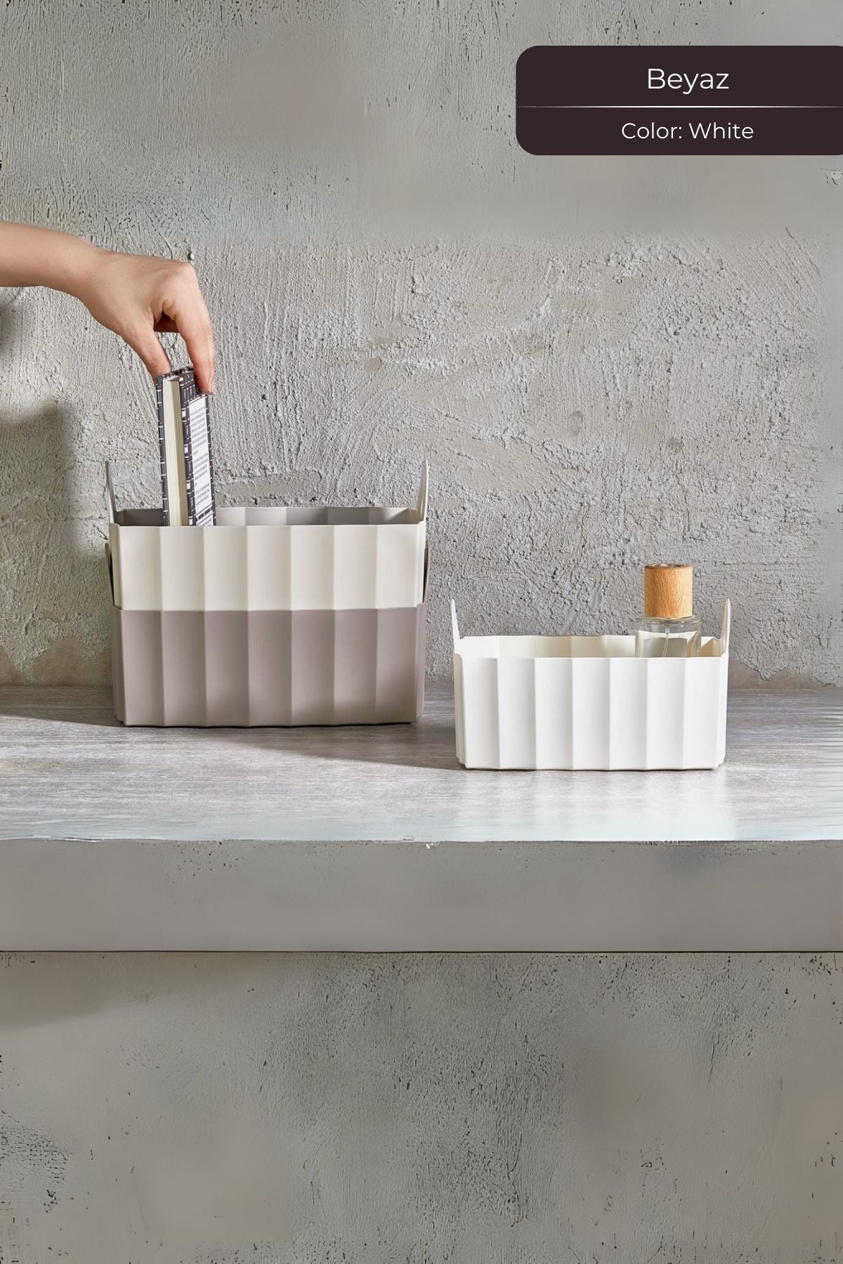 Düzenleyici Organizer Sepet, 20 x 12 x 8 cm, Beyaz