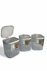 3'lü Kulplu Kapaklı Saklama Kabı Seti, Şeffaf, 2.5 lt