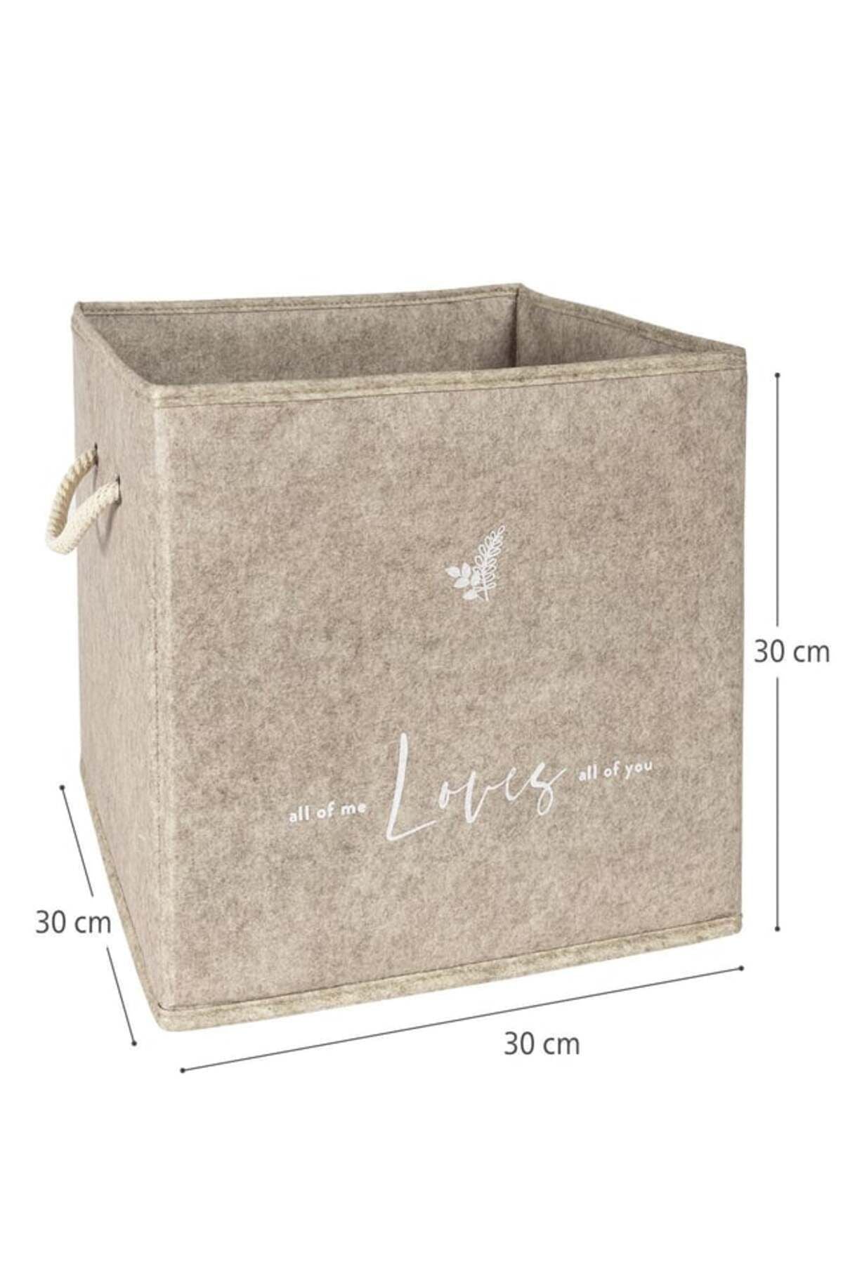 Keçe Raf Organizer, Raf Düzenleyici Saklama Kutusu, Bej, 30 x 30 x 30 cm, 27 Litre