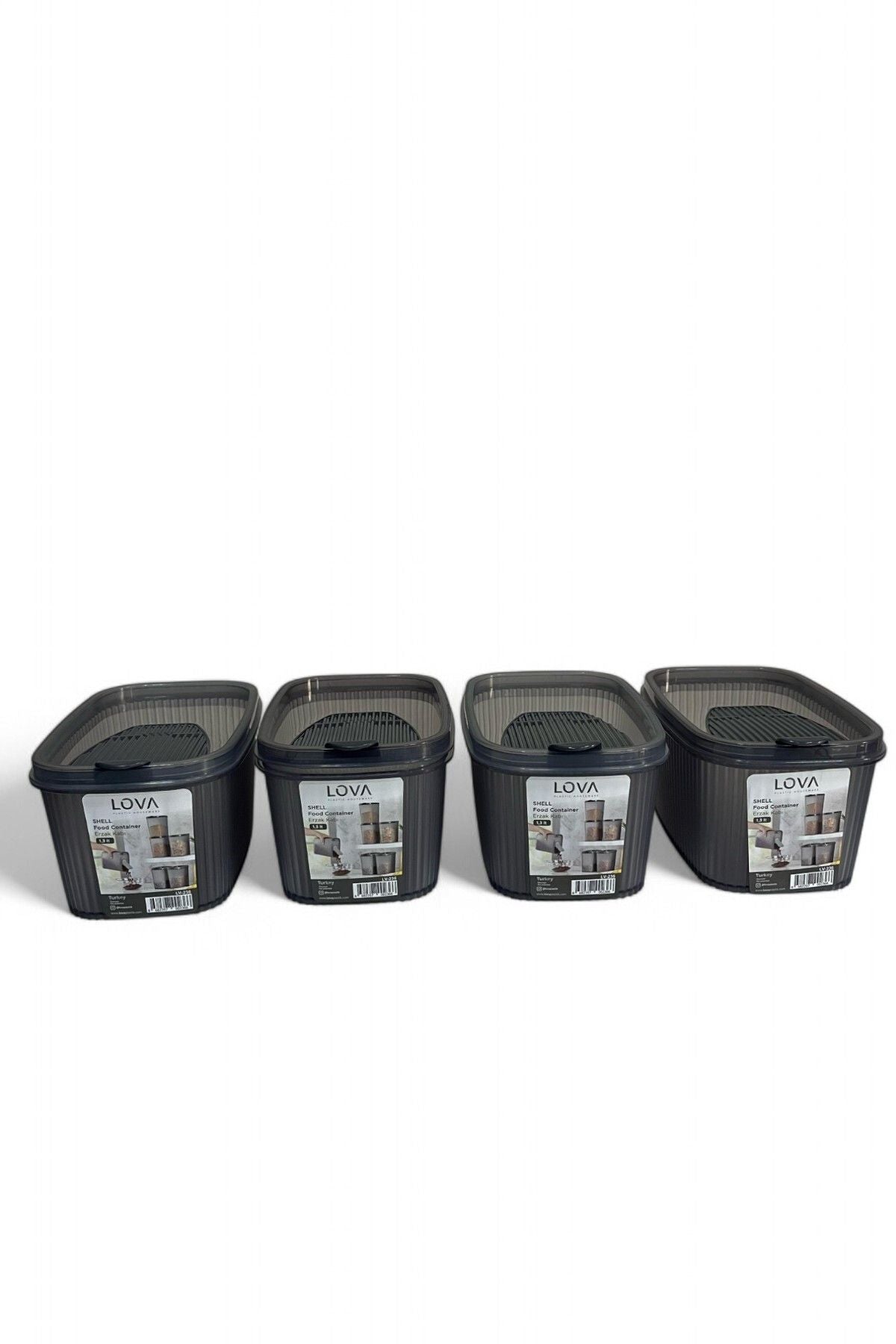 Shell Erzak Kabı 1300 ml, Antrasit, 4'lü Set