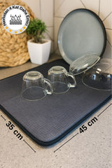 Süper Emici Bulaşık Kurutma Matı, Tezgah Üstü Bulaşıklık, Gri