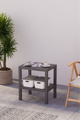 Omaş 2 Katlı Dikey Raf, Plastik Sehpa, Çiçeklik, Saksılık, Banyo Mutfak Rafı, Gri