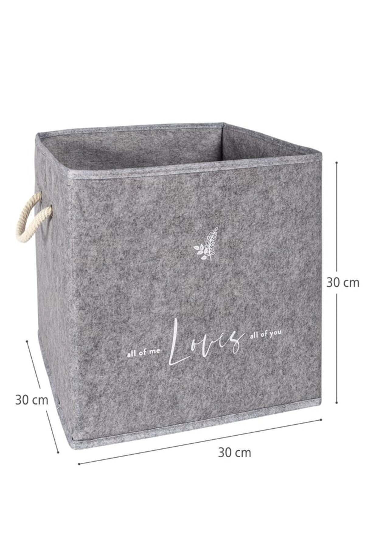 Keçe Raf Organizer, Raf Düzenleyici Saklama Kutusu, Gri, 30 x 30 x 30 cm, 27 Litre