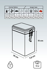 Lisbon Sugar Desenli Şeffaf Kapaklı Metal Saklama Kabı, 7,5 x 10 x 15 cm, 1 lt