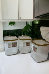 3'lü Kulplu Kapaklı Saklama Kabı Seti, Şeffaf Gold, 2.5 Lt