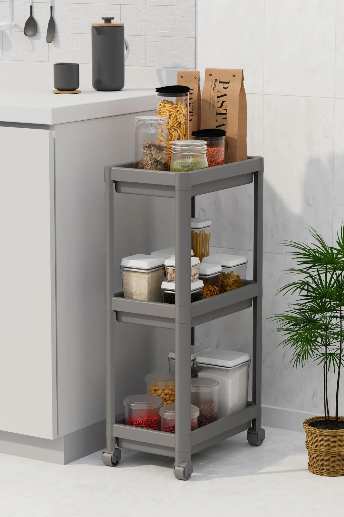 Omaş 3 Katlı Banyo Raf Ünitesi, Banyo Düzenleyici, Şampuanlık, Havluluk, Dolap, Mutfak Rafı, Deterjanlık