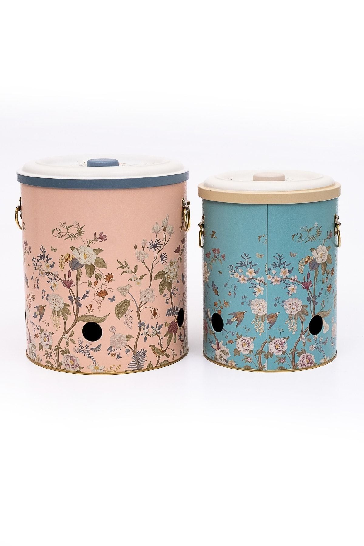 Flora Desenli Metal Sebzelik Seti, Patateslik, Soğanlık 2'li Set