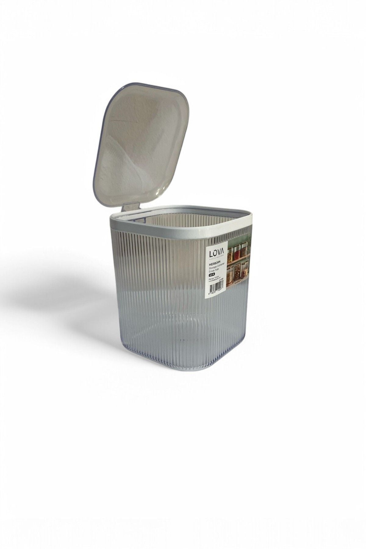 Kulplu Kapaklı Erzak Saklama Kabı 2,5 Lt - Hava Geçirmez Kapaklı Saklama Kabı, Şeffaf