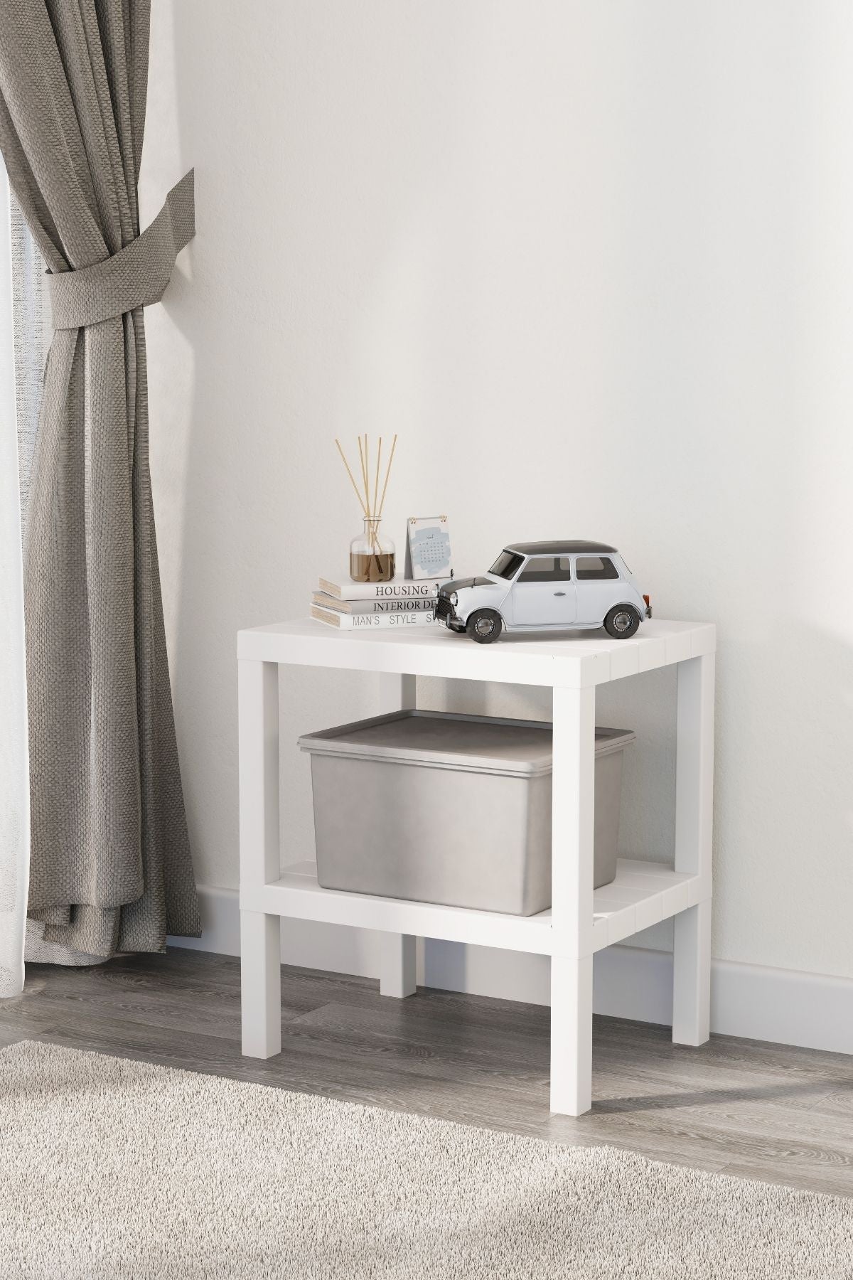 Omaş 2 Katlı Dikey Raf, Plastik Sehpa, Balkon Rafı, Saksılık, Banyo Mutfak Rafı, Beyaz