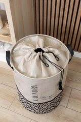 Yuvarlak Çamaşır Sepeti Bohem Stili, 35 x 35 x 50 cm