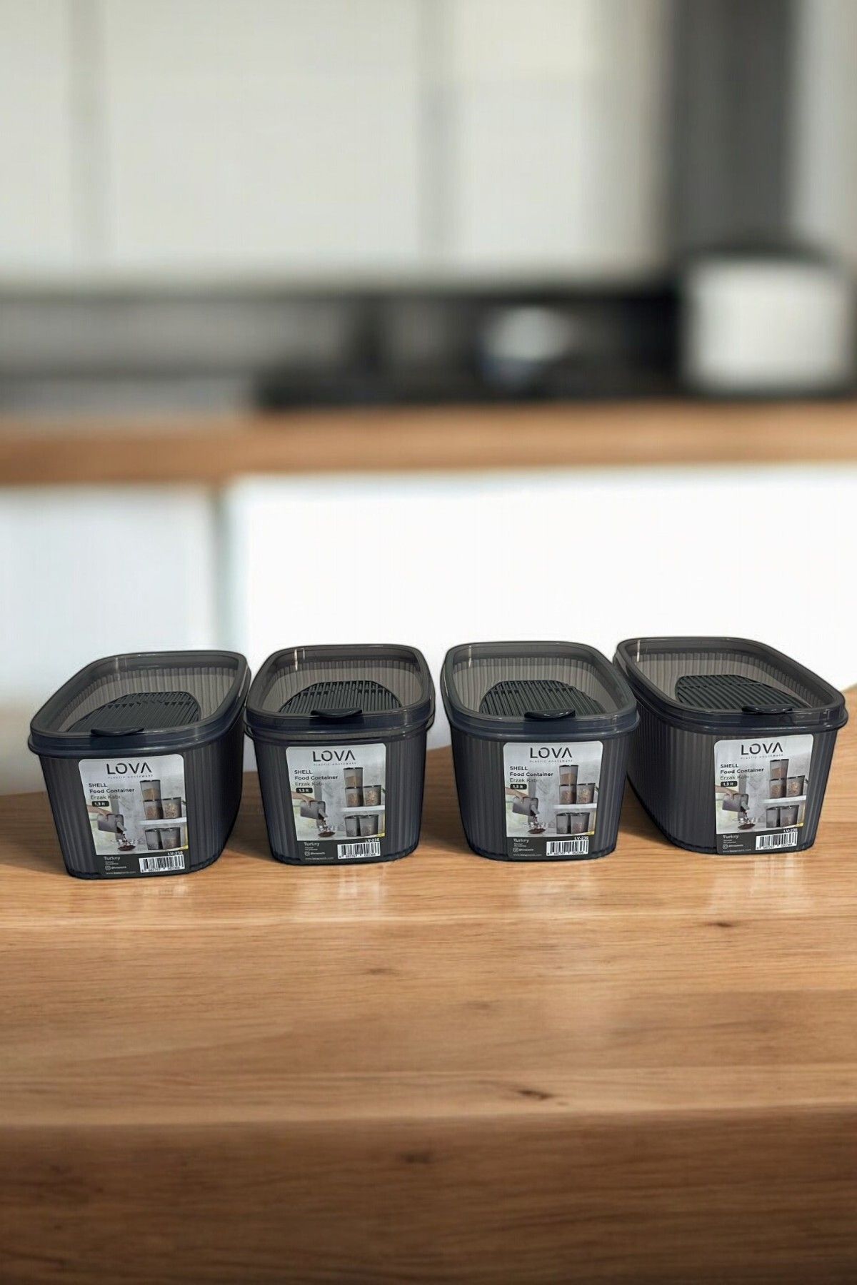 Shell Erzak Kabı 1300 ml, Antrasit, 4'lü Set