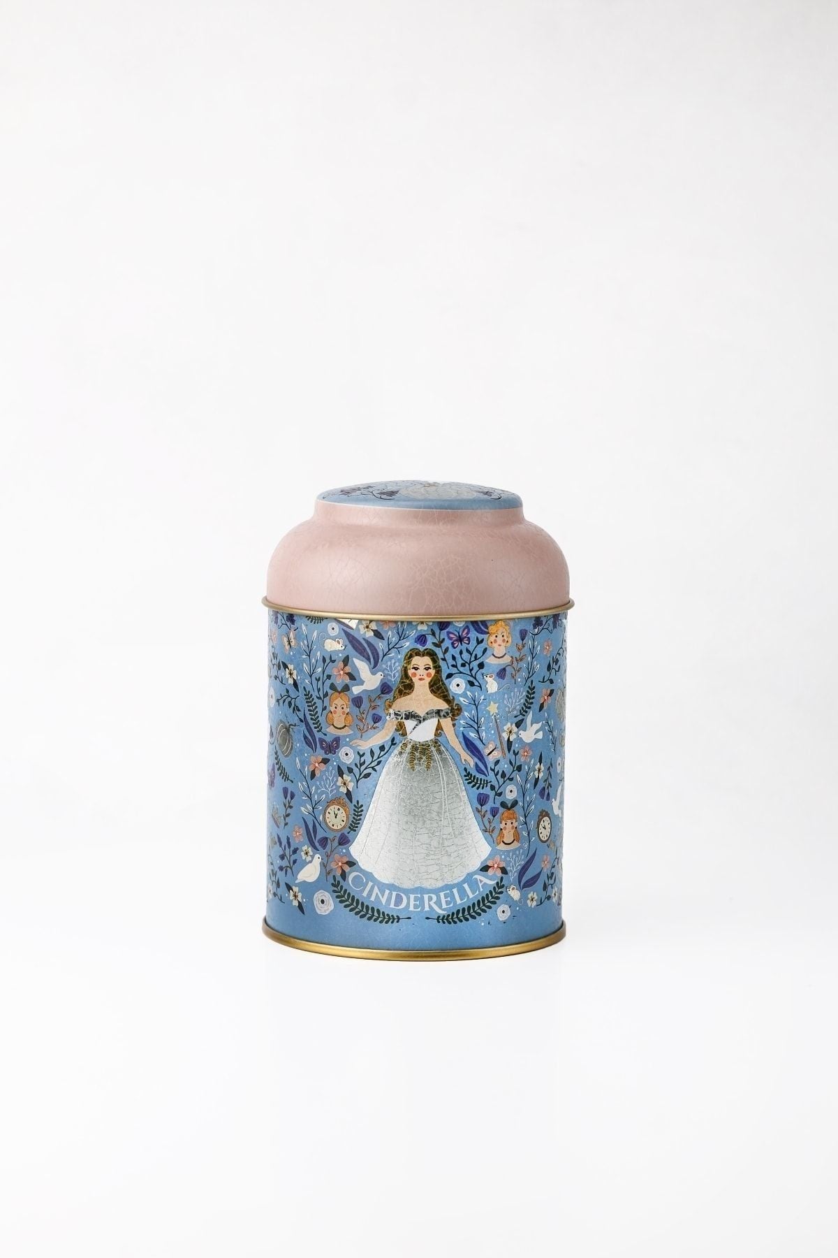 Fairytale Cinderella Desenli Yuvarlak Metal Saklama Kabı, 9 x 11 cm, 0,6 lt