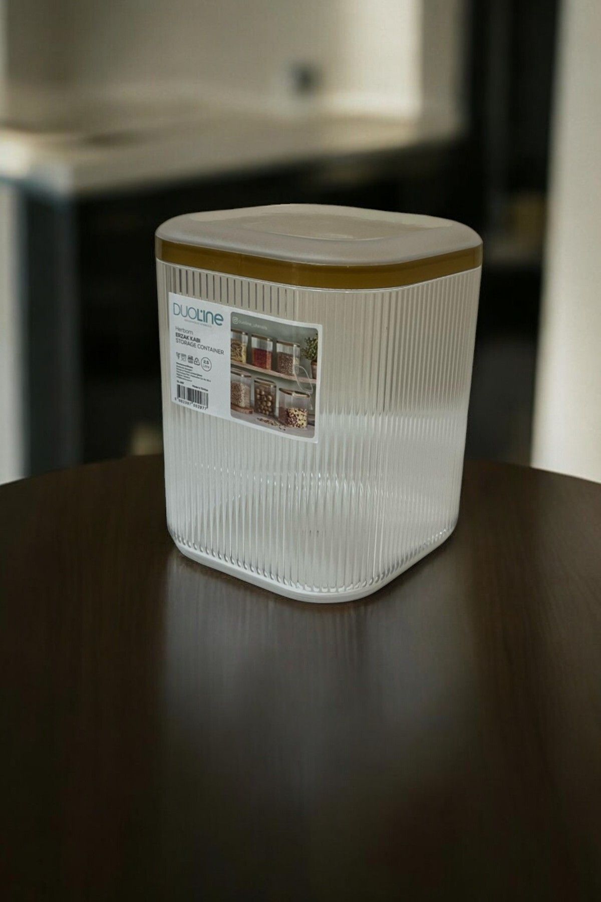 Kulplu Kapaklı Erzak Saklama Kabı 2,5 Lt - Hava Geçirmez Kapaklı Saklama Kabı, Şeffaf Gold