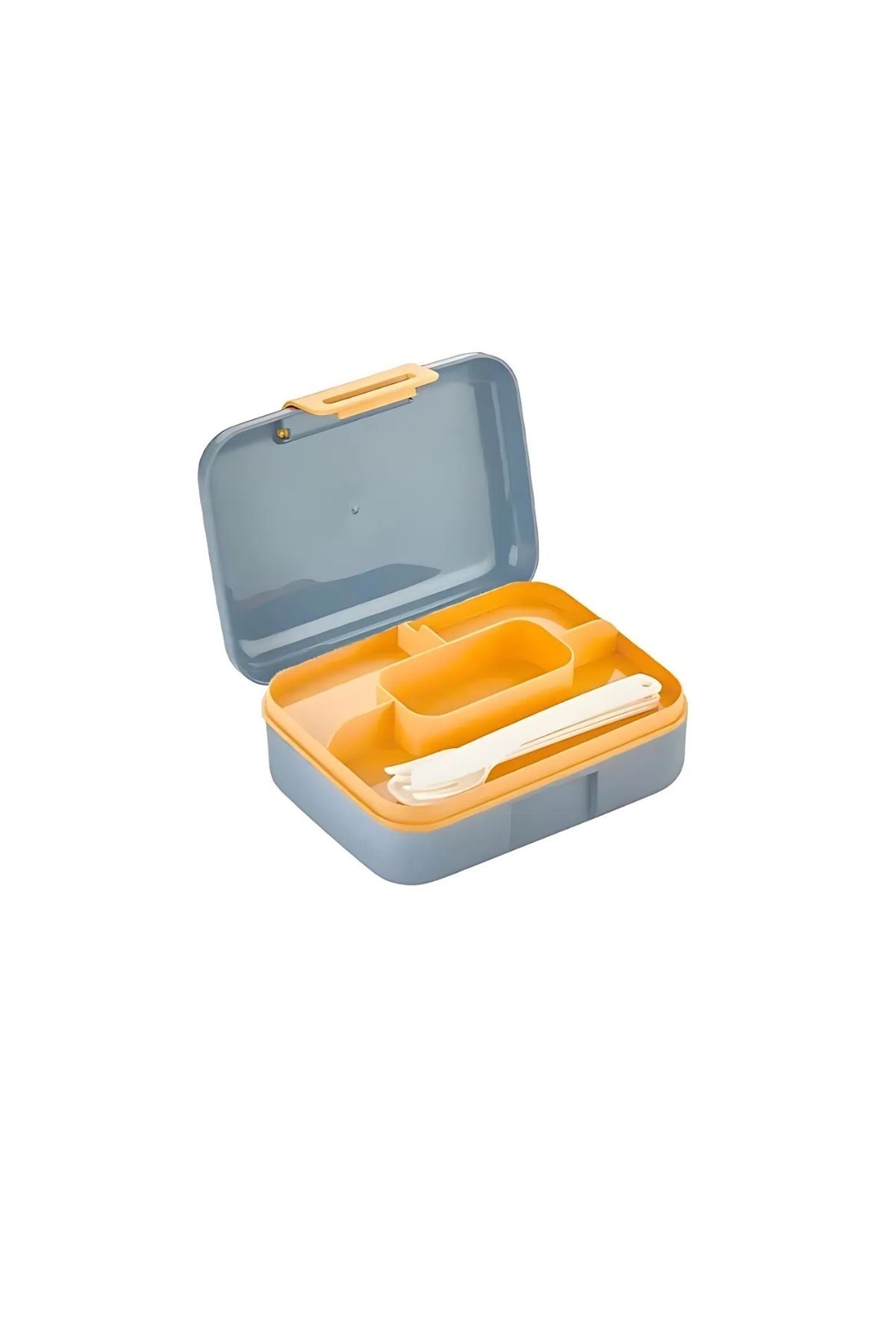 6 Bölmeli Yemek Saklama Kabı – Çatal, Kaşık ve Bıçaklı Beslenme Kutusu, Lunch Box Diyet, Mavi