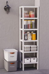 Omaş 6 Katlı Dikey Raf Düzenleyici Plastik Raf Ünitesi Beyaz, Kitaplık, Banyo, Mutfak Rafı, Beyaz