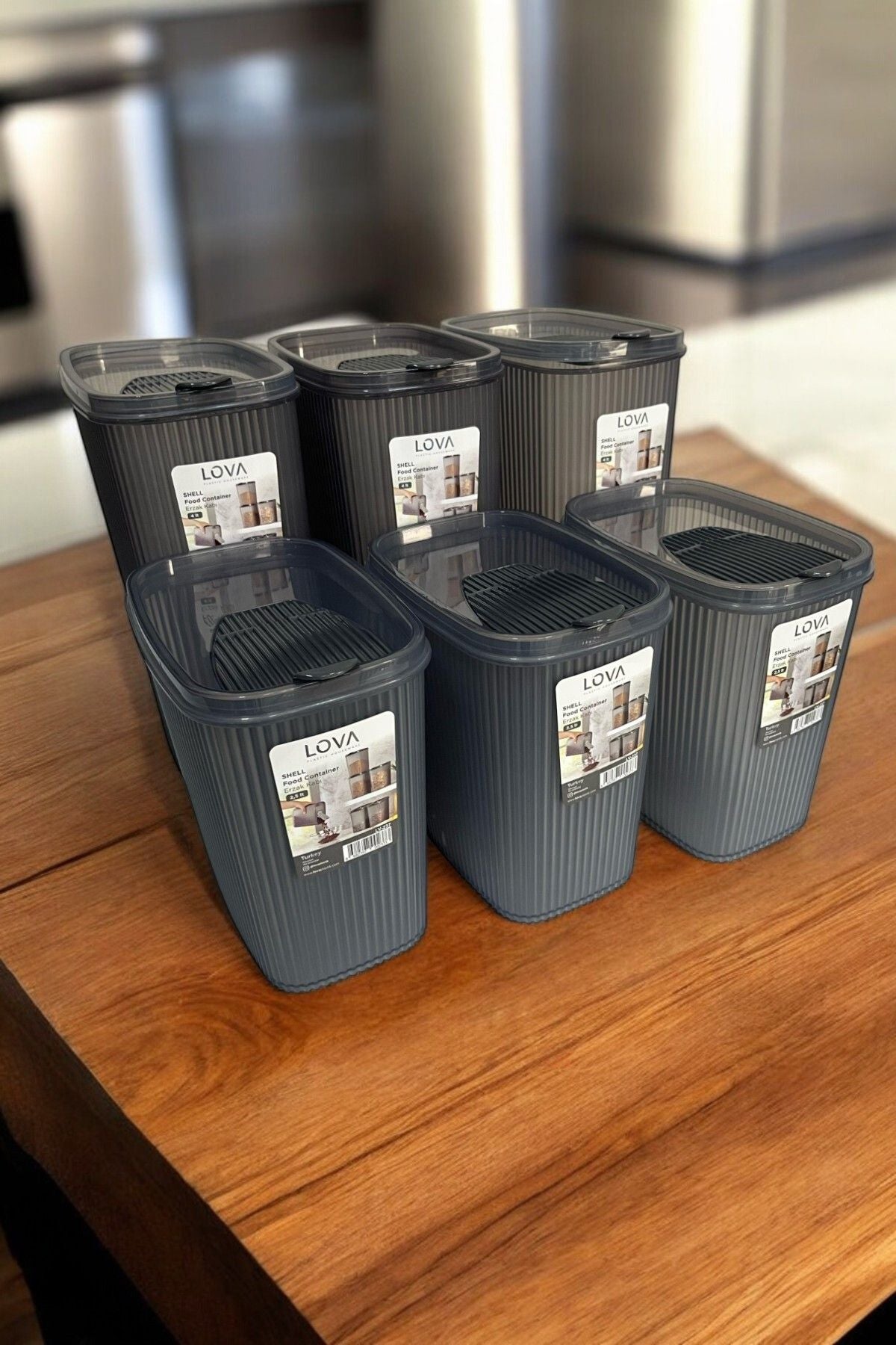 Shell Erzak Kabı 2500 ml x 3, Shell Erzak Kabı 4000 ml x 3, Antrasit 6'lı Set