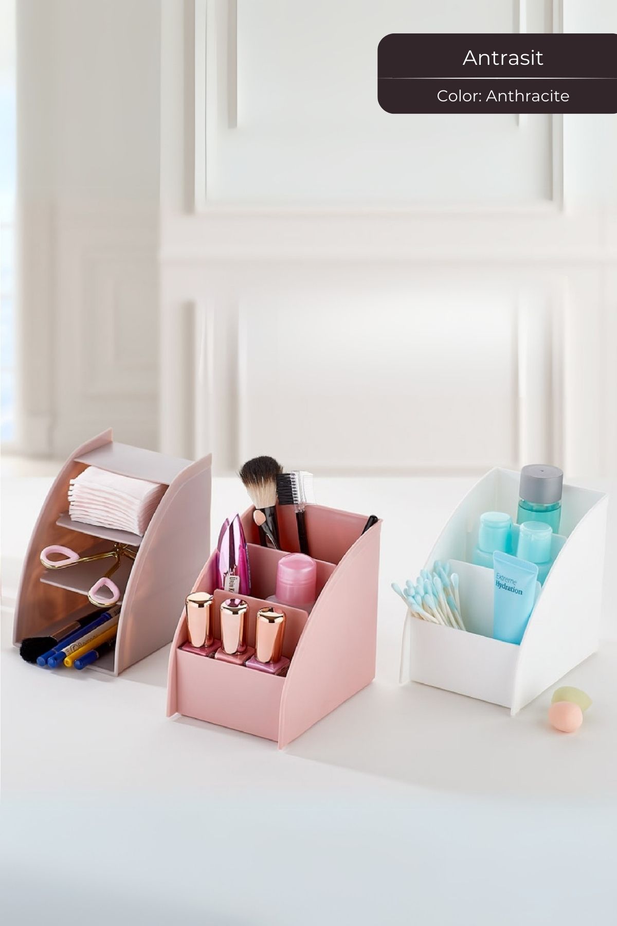 Lüks Makeup Ruj, Rimel, Oje Düzenleyici Organizer, Ruj Standı, Antrasit