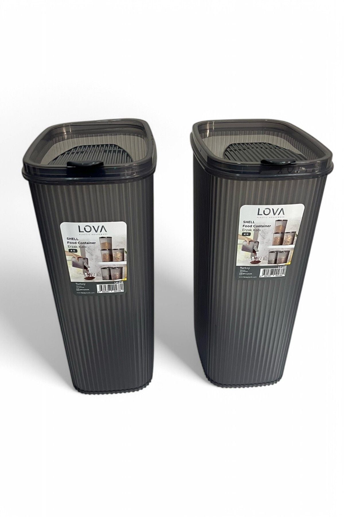 Erzak Saklama Kabı 4 lt, Antrasit, 2'li Set