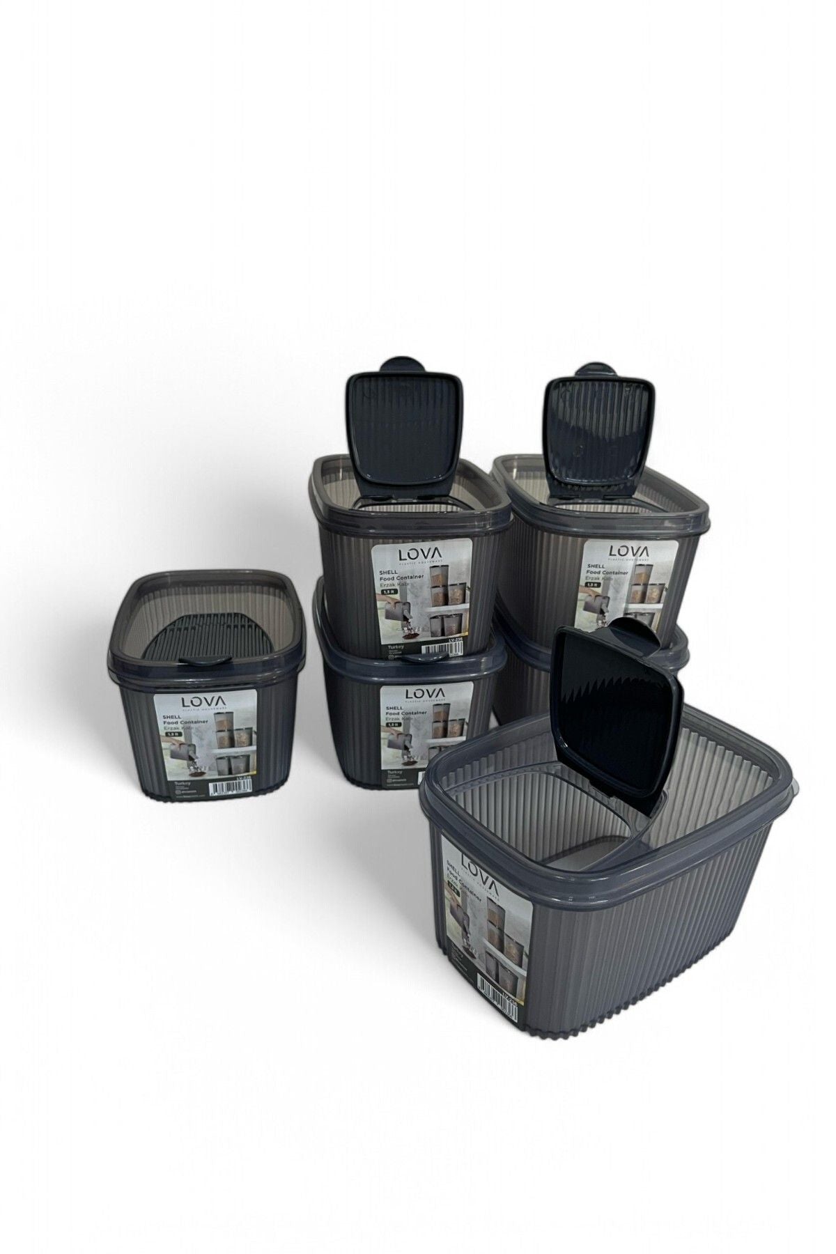 Shell Erzak Kabı 1300 ml, Antrasit, 6'lı Set