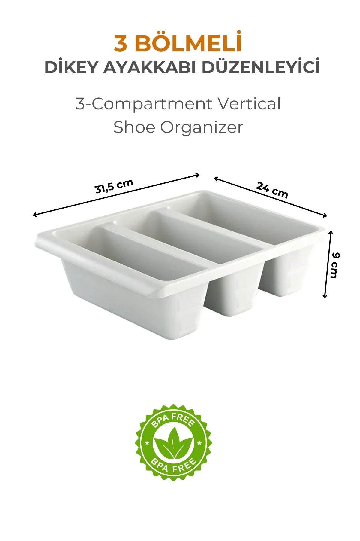 3 Bölmeli Ayakkabı Düzenleyici, Beyaz