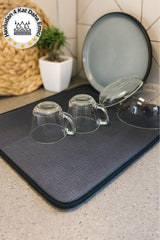 Süper Emici Bulaşık Kurutma Matı, Tezgah Üstü Bulaşıklık, Gri