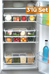 5 Bölmeli Buzdolabı Düzenleyici, Difriz Organizeri, Derin Dondurucu Düzenleyici, 3'lü Set