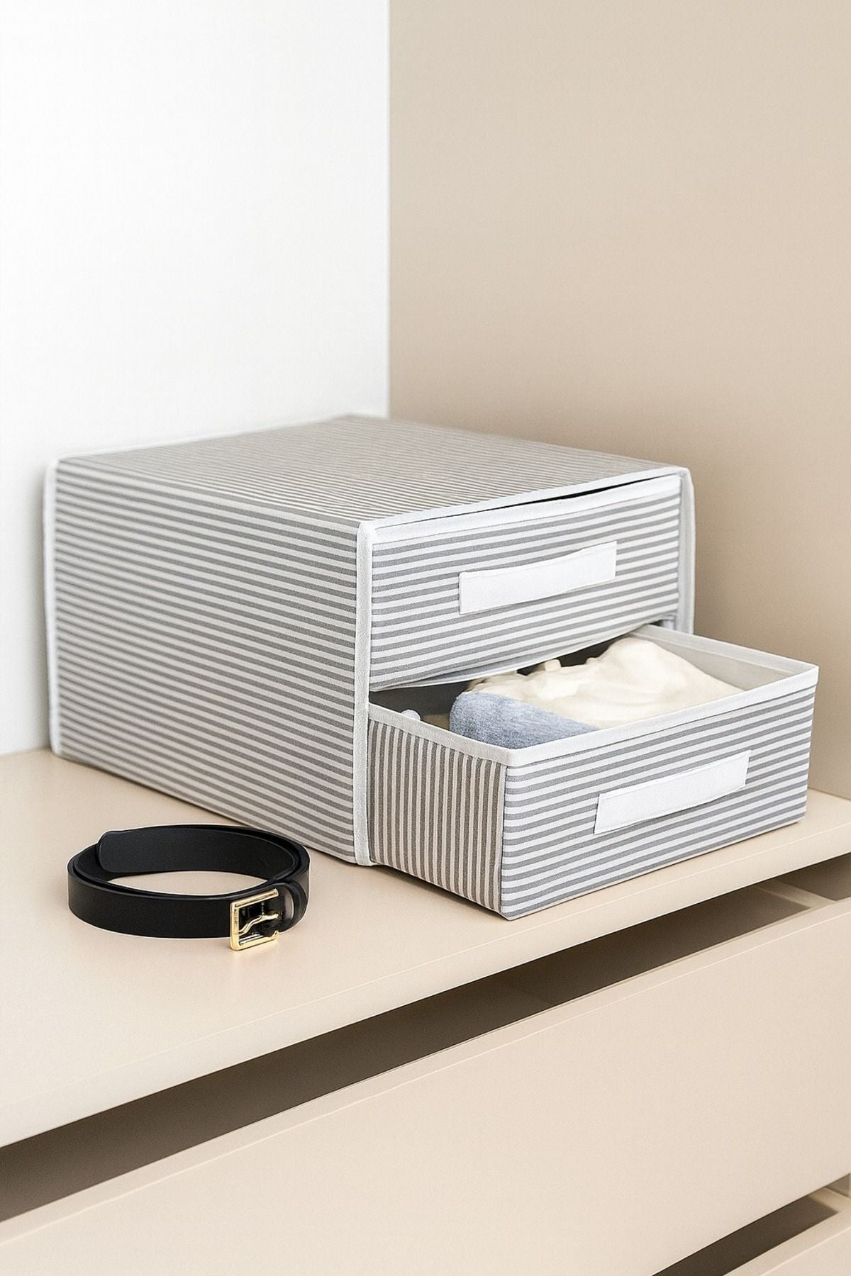 2 Bölmeli Kumaş Çekmece Organizer – 31 x 30 x 22 cm