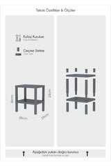 Omaş 2 Katlı Dikey Raf, Plastik Sehpa, Çiçeklik, Saksılık, Banyo Mutfak Rafı, Yeşil