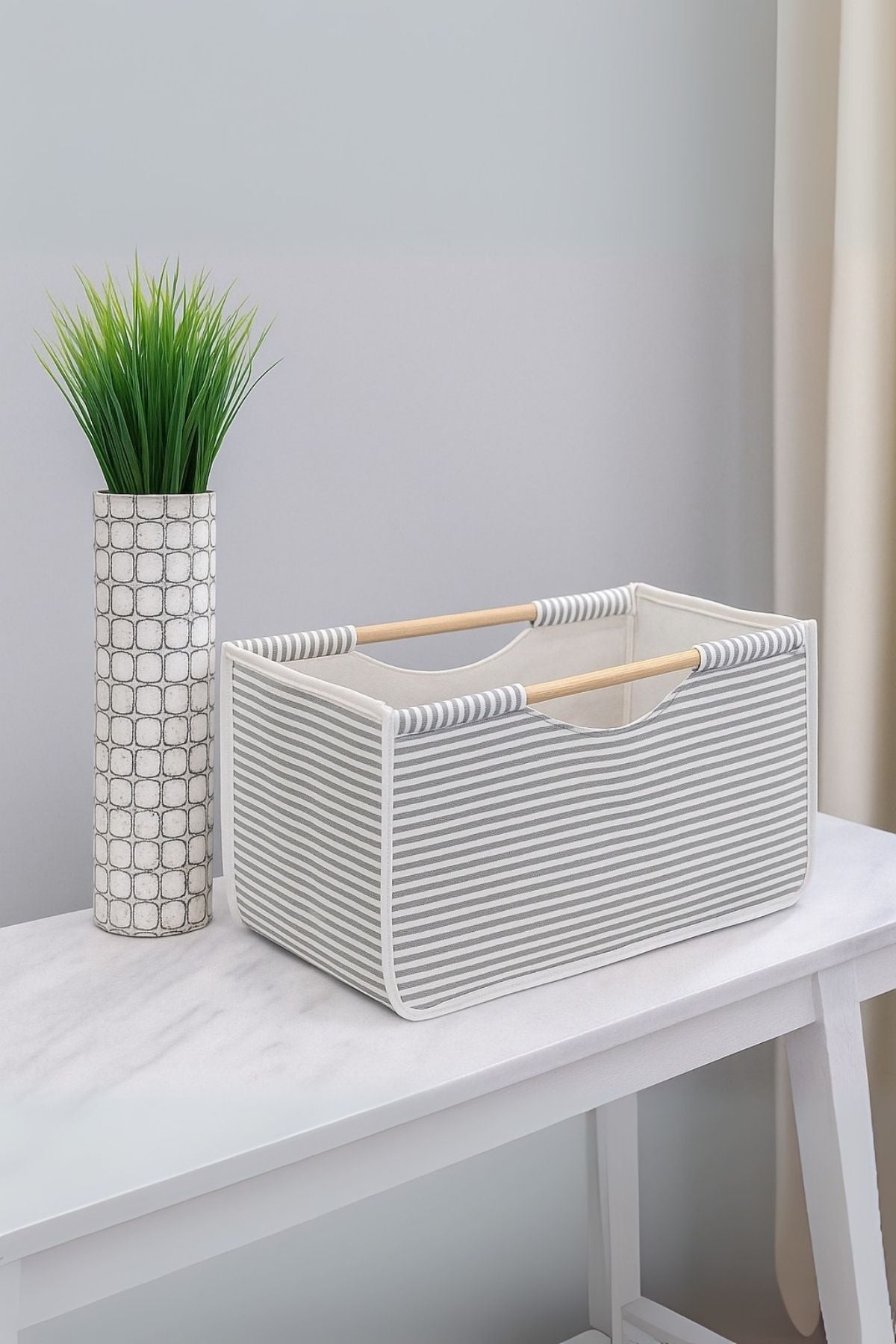 Tahta Saplı Kumaş Saklama Kutusu – 32 x 17 x 18 cm