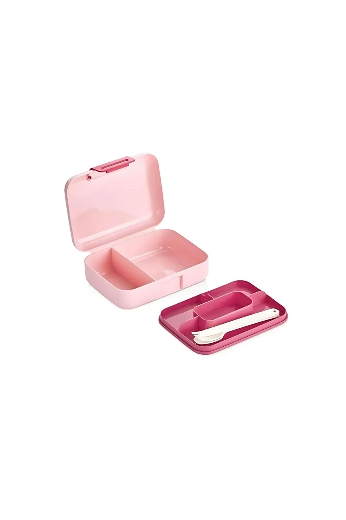 6 Bölmeli Yemek Saklama Kabı – Çatal, Kaşık ve Bıçaklı Beslenme Kutusu, Lunch Box Diyet, Pembe