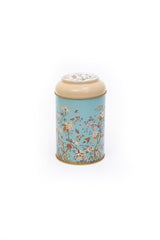 Flora Blue Desenli Yuvarlak Metal Saklama Kabı, 10,5 x 15 cm, 1,1 lt