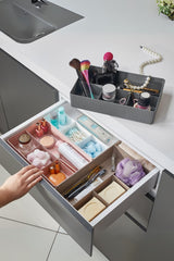 Kat Kat Dört Bölmeli Organizer, Çekmece Düzenleyici, Dolap İçi Düzenleyici, Beyaz