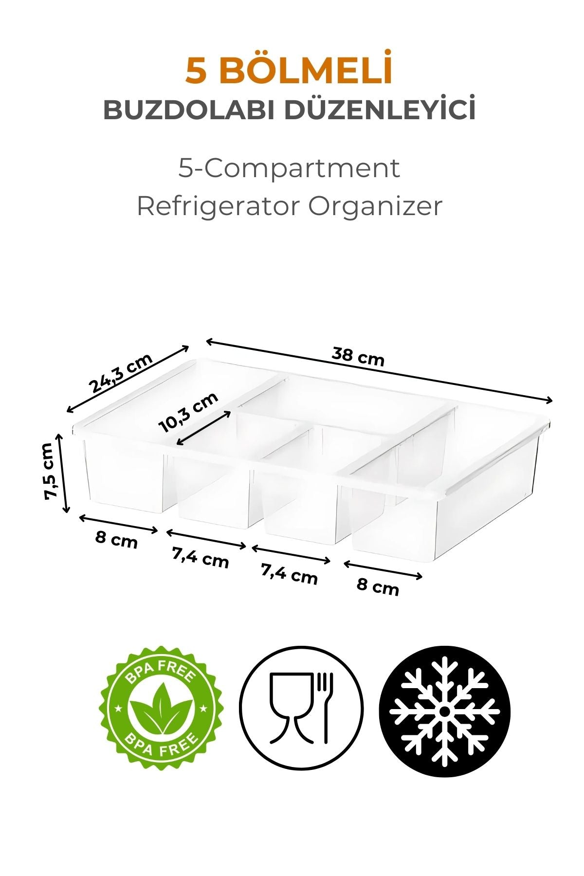 5 Bölmeli Buzdolabı Düzenleyici, Difriz Organizeri, Derin Dondurucu Düzenleyici