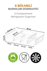 5 Bölmeli Buzdolabı Düzenleyici, Difriz Organizeri, Derin Dondurucu Düzenleyici
