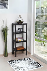 Omaş 4 Raflı Dikey Raf Düzenleyici Plastik Raf Ünitesi Siyah, Kitaplık, Banyo, Mutfak Rafı, Siyah