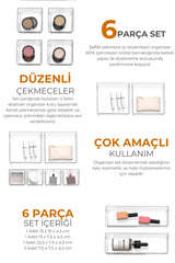 Ayarlanabilir Çekmece İçi Düzenleyici Set 6 Parça Takı Düzenleyici Ve Makyaj Organizeri