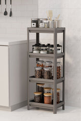 Omaş 4 Katlı Mutfak & Banyo Raf Ünitesi, Gri