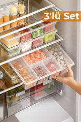 5 Bölmeli Buzdolabı Düzenleyici, Difriz Organizeri, Derin Dondurucu Düzenleyici, 3'lü Set