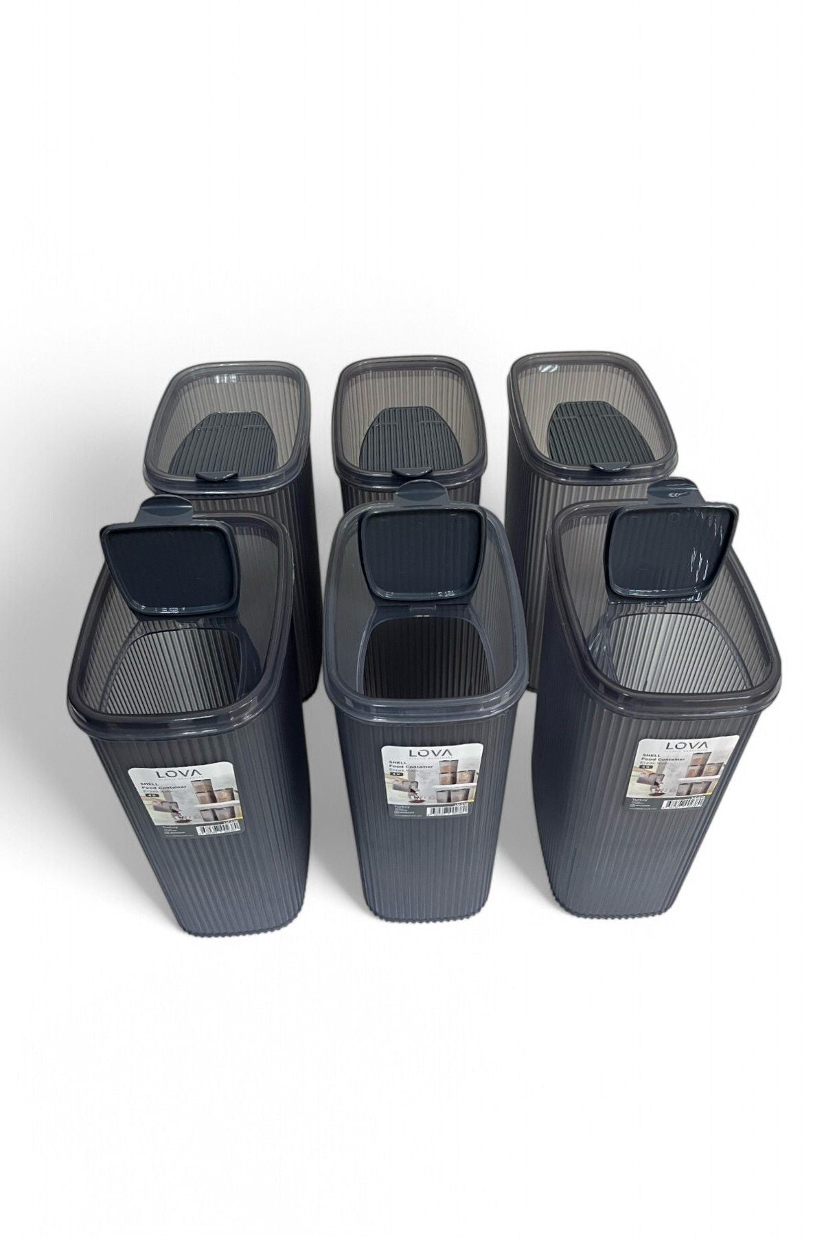 Erzak Saklama Kabı 4 lt, Antrasit, 6'lı Set