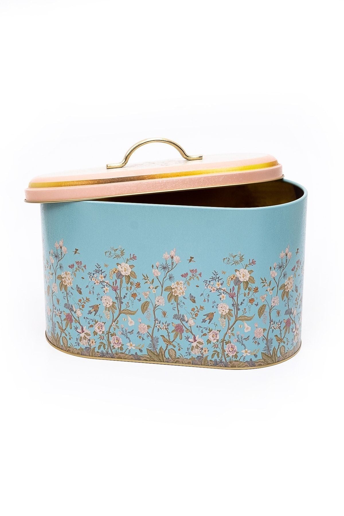 Flora Desenli Oval Ekmek Kutusu, Metal Ekmeklik, Ekmek Sepeti, 10,4 lt