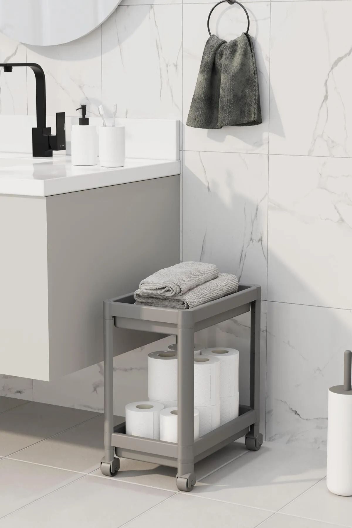 Omaş Tezgah Altı Tekerlekli Raf Ünitesi, Antrasit