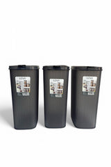 Erzak Saklama Kabı, Antrasit Renk, 4 lt, 3'lü Set