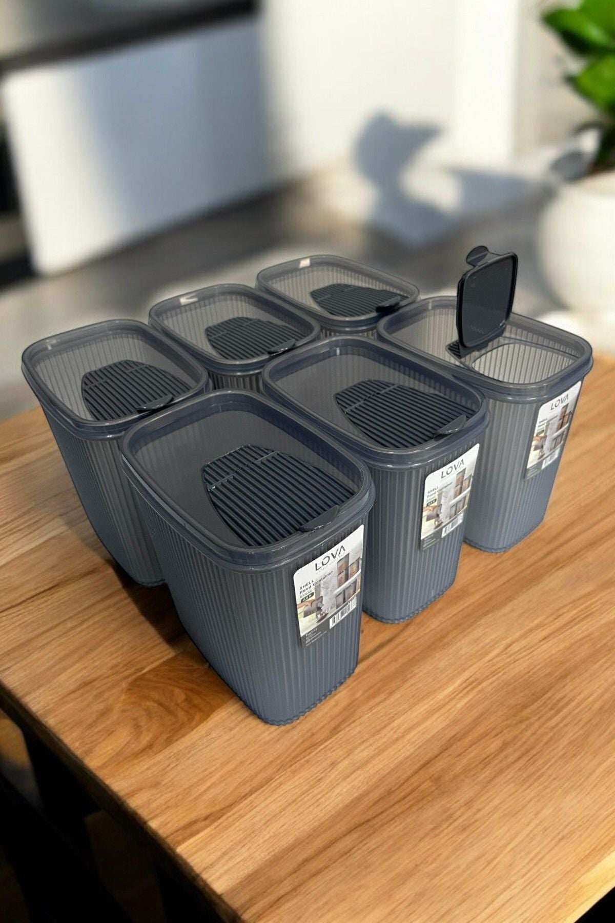 Erzak Saklama Kabı, 2.5 lt, Antrasit, 6'lı Set