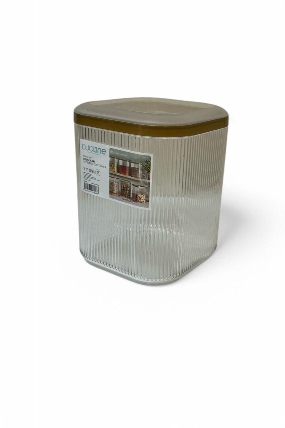 Kulplu Kapaklı Erzak Saklama Kabı 2,5 Lt - Hava Geçirmez Kapaklı Saklama Kabı, Şeffaf Gold