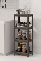 Omaş 4 Katlı Mutfak & Banyo Raf Ünitesi, Siyah