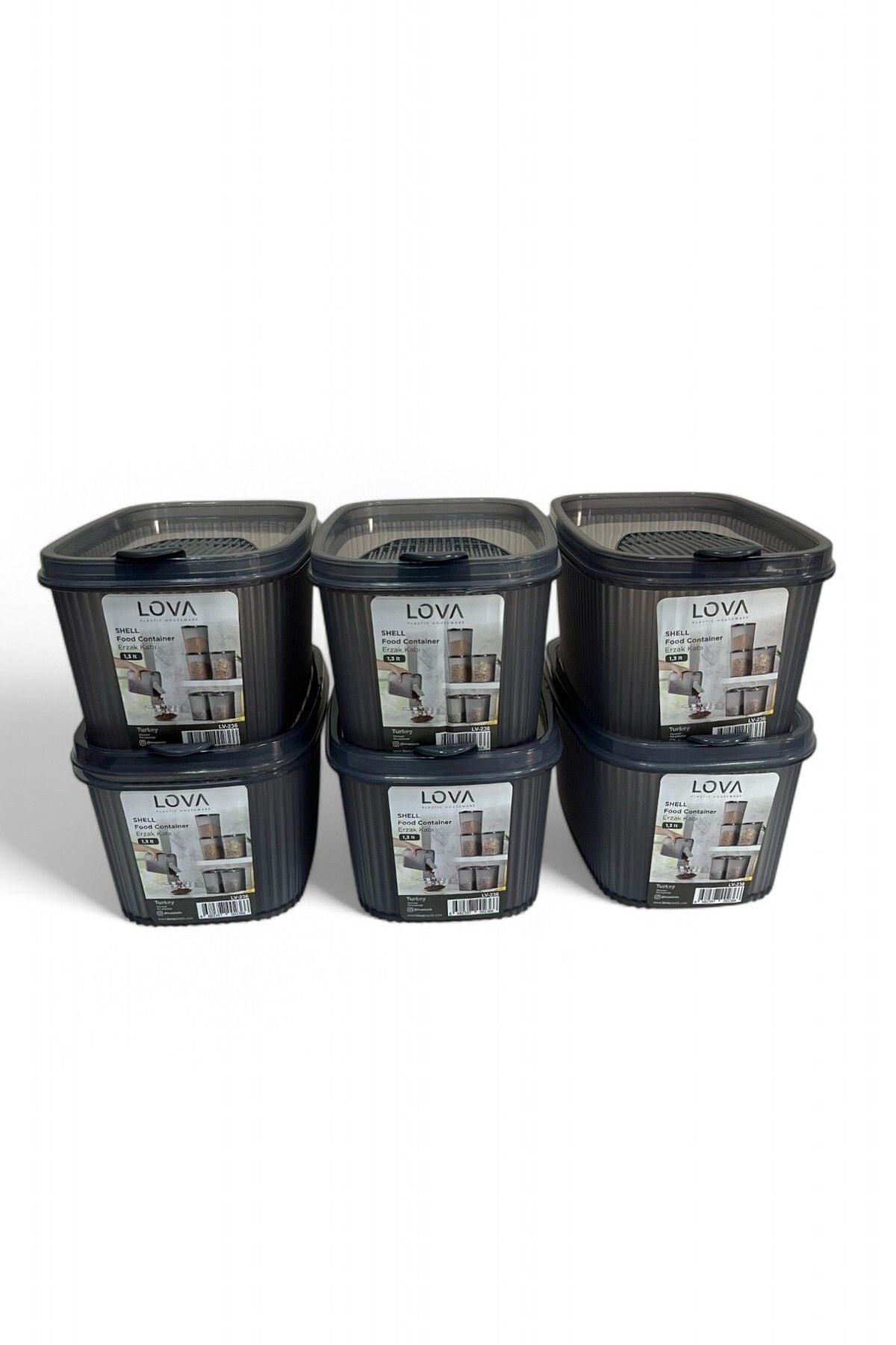 Shell Erzak Kabı 1300 ml, Antrasit, 6'lı Set